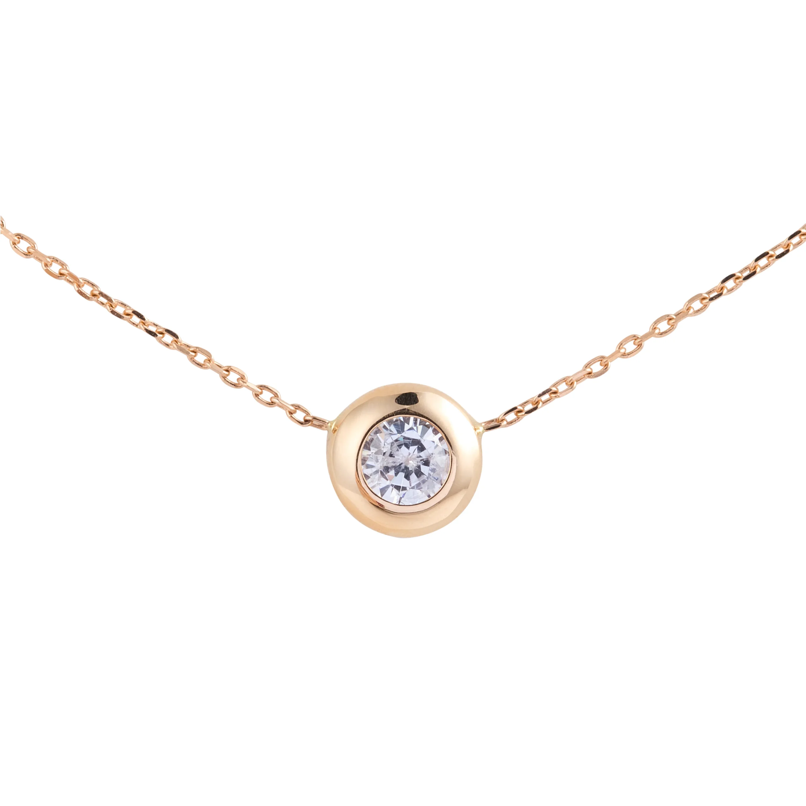 Round_Stone_Necklace_Webp Halsband/Collier Amelia 18k guld infattning med briljant diamant och tillhörande kedja
